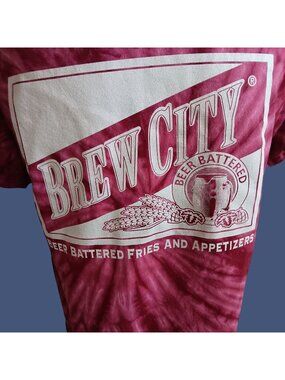 Brew City Beer Tie-Dye T-Shirt XL Vintage Hanes Heavyweight Battered 100% Cotton